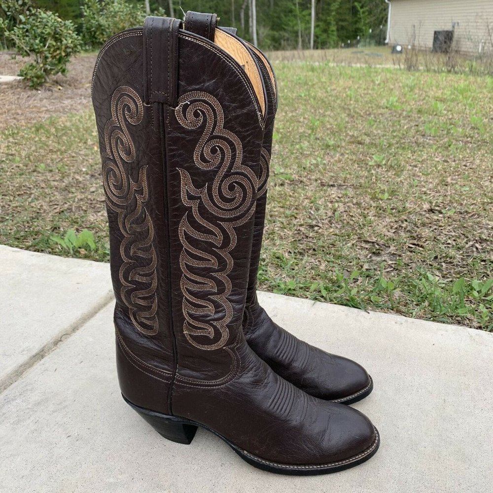 VTG 90s Tony Lama Brown Leather Western Boots Women’s Size 7A